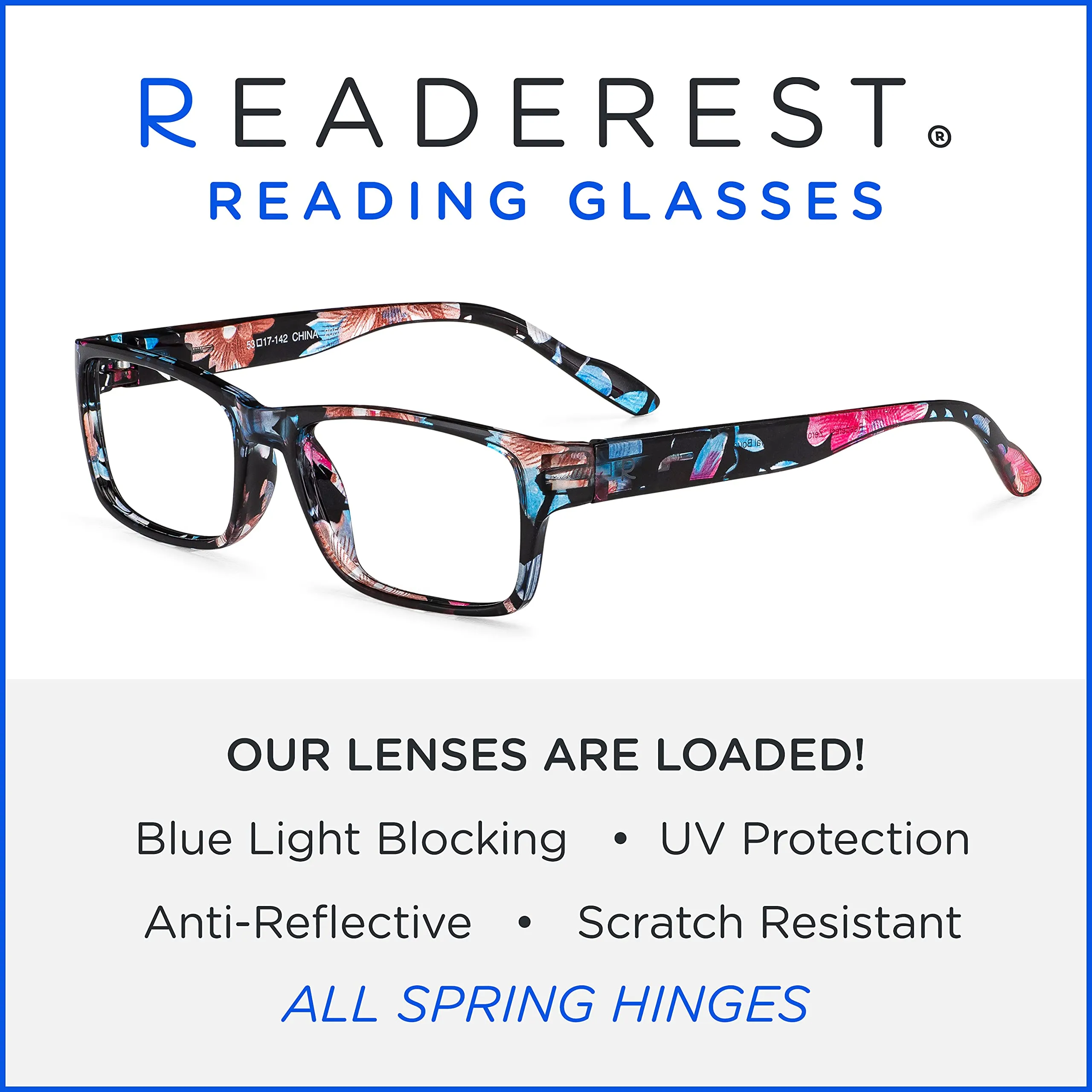 Blue-Light-Blocking-Reading-Glasses-Floral-3-75-Magnification Anti Glare