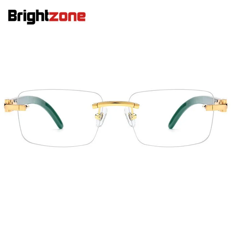 Brightzone Men's Rimless Frame Alloy Ox Horn Eyeglasses Th0023