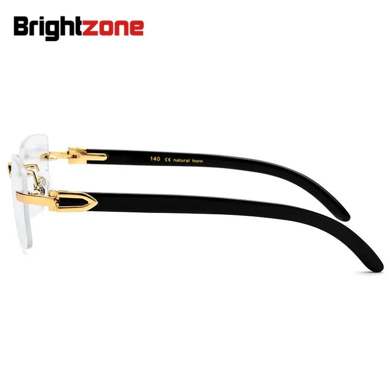 Brightzone Men's Rimless Frame Alloy Ox Horn Eyeglasses Th0023