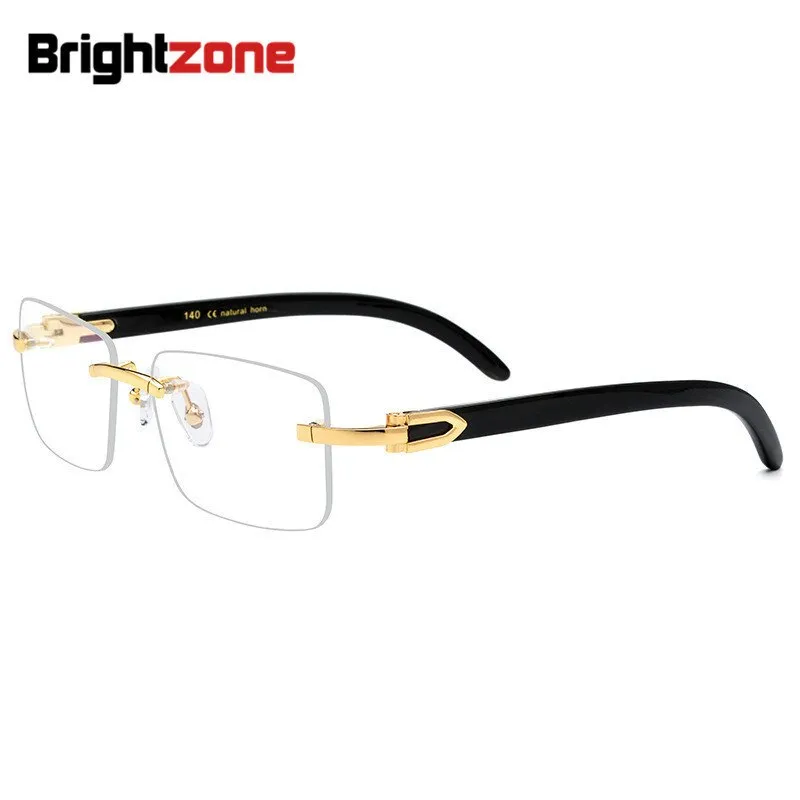 Brightzone Men's Rimless Frame Alloy Ox Horn Eyeglasses Th0023