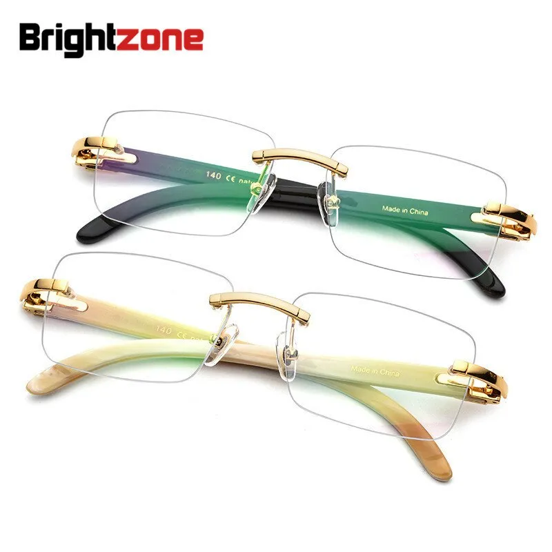 Brightzone Men's Rimless Frame Alloy Ox Horn Eyeglasses Th0023