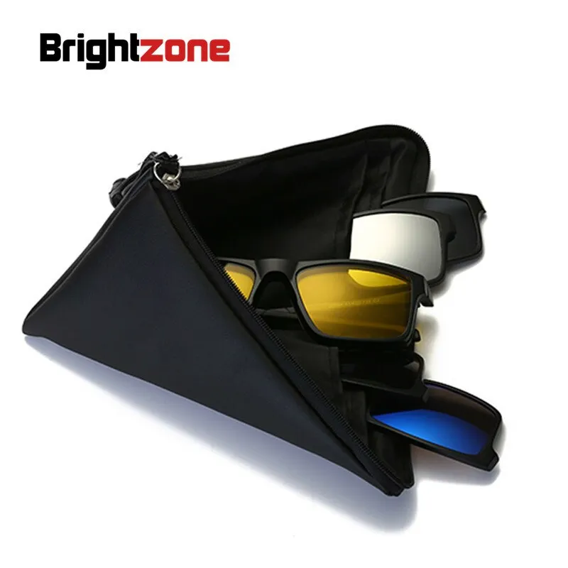 Brightzone Unisex Full Rim Rectangle Tr 90 Eyeglasses Clip On Sunglasses Rs219