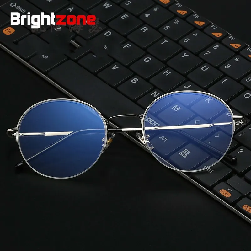 Brightzone Unisex Full Rim Round Acetate Alloy Eyeglasses