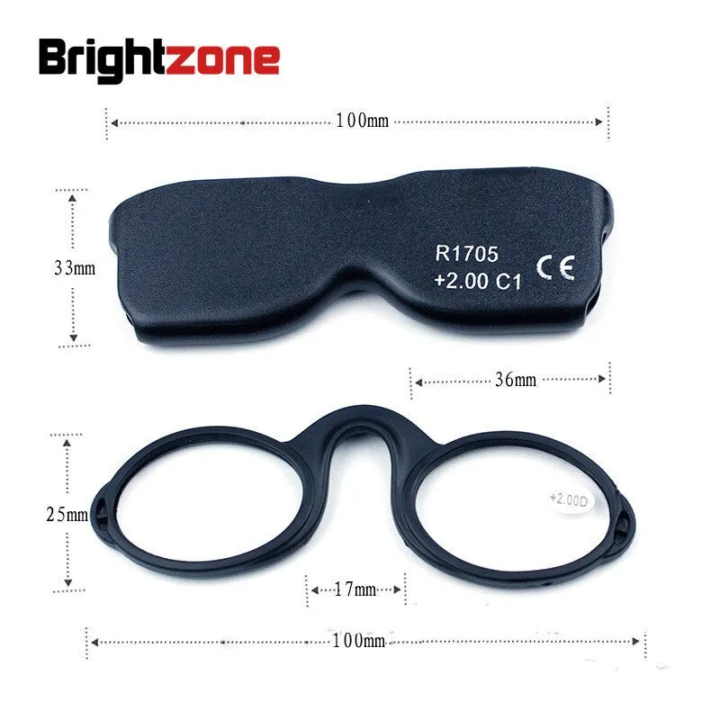 Brightzone Unisex Full Rim Round Silica Clip On Reading Glasses 5523