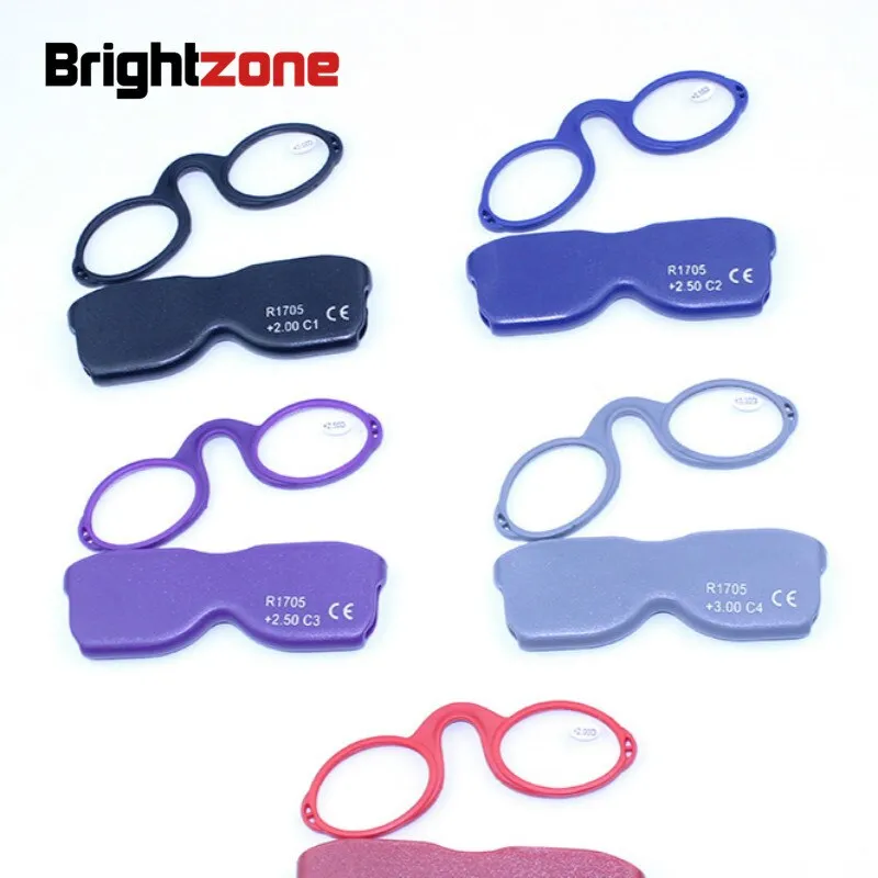 Brightzone Unisex Full Rim Round Silica Clip On Reading Glasses 5523