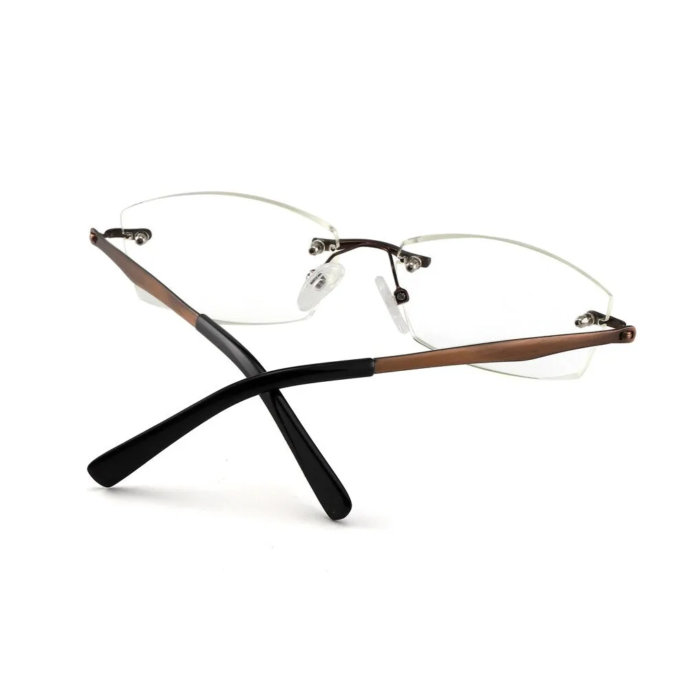 Brightzone Unisex Rimless Square Titanium Alloy Reading Glasses 5537