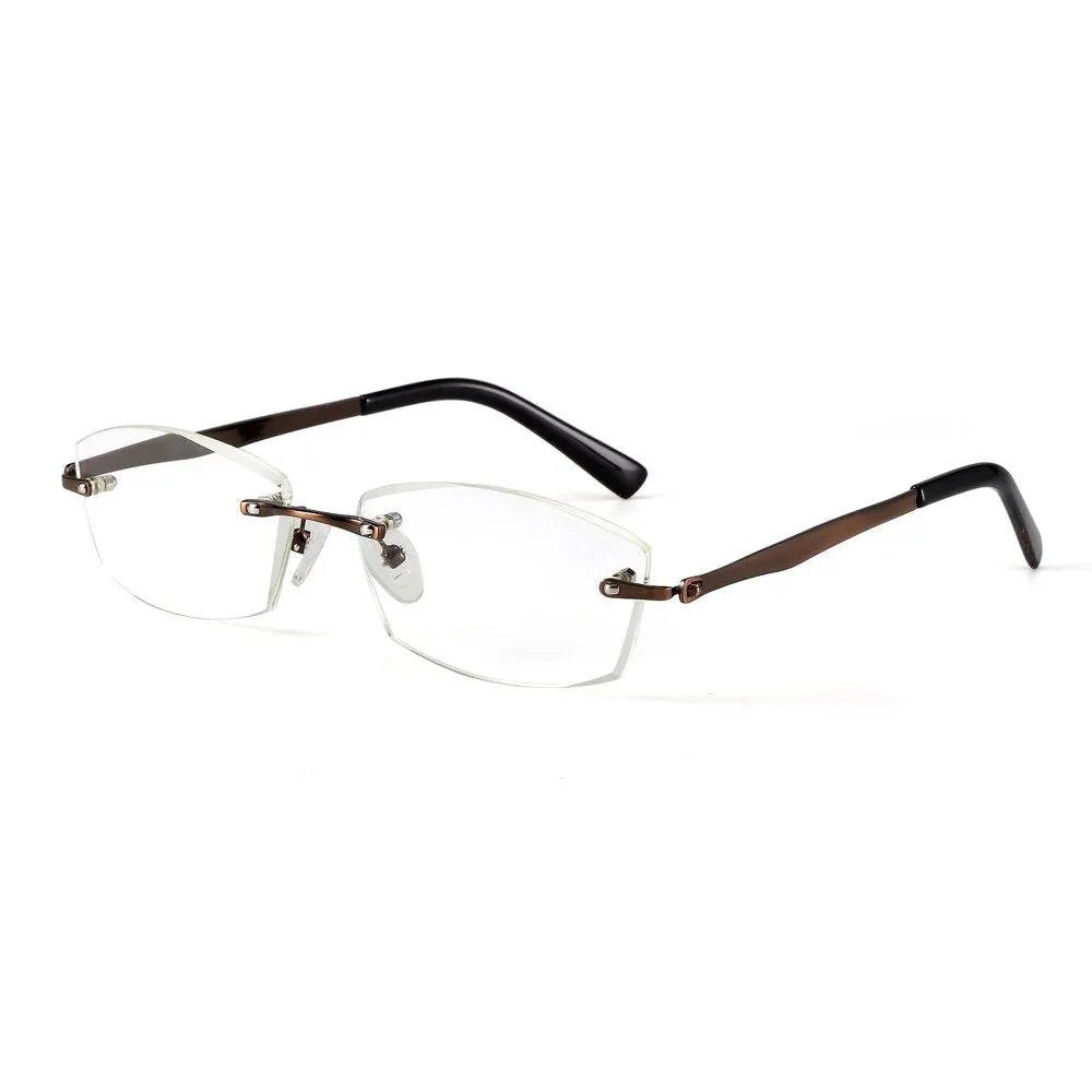 Brightzone Unisex Rimless Square Titanium Alloy Reading Glasses 5537