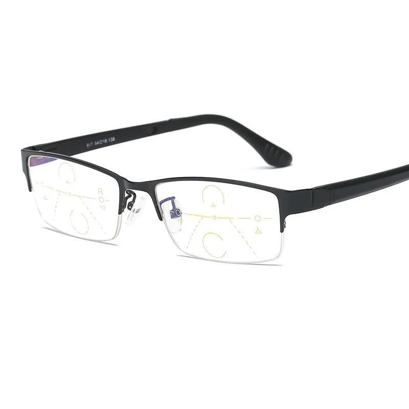 Brightzone Unisex Semi Rim Rectangle Alloy Progressive Reading Glasses 4001