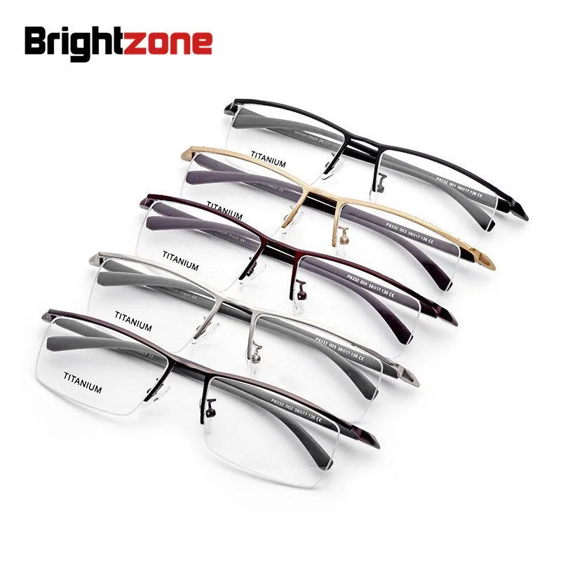 Brightzone Unisex Semi Rim Square Titanium Tr 90 Eyeglasses 8332