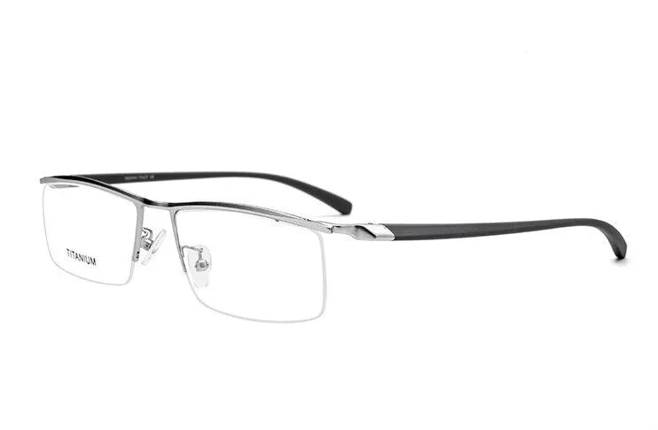 Brightzone Unisex Semi Rim Square Titanium Tr 90 Eyeglasses 8332