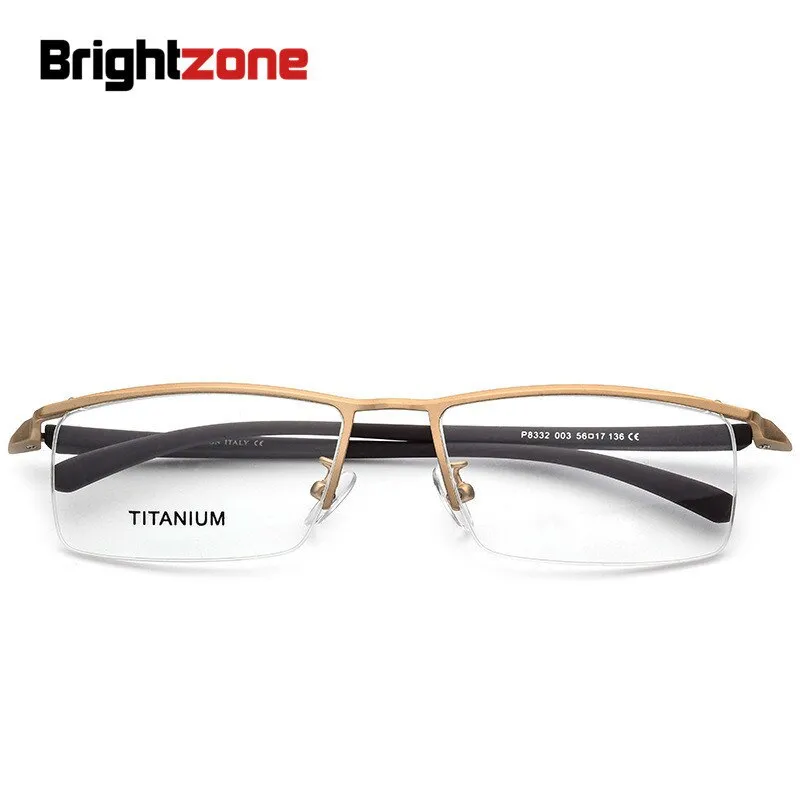 Brightzone Unisex Semi Rim Square Titanium Tr 90 Eyeglasses 8332