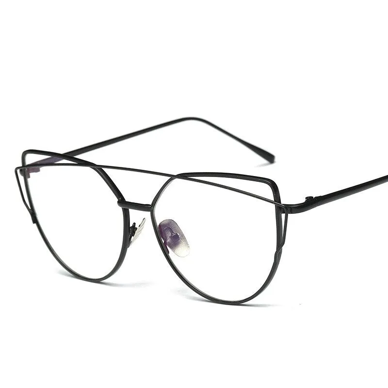 Brightzone Women's Full Rim Cat Eye Double Bridge Titanium Eyeglasses F16015