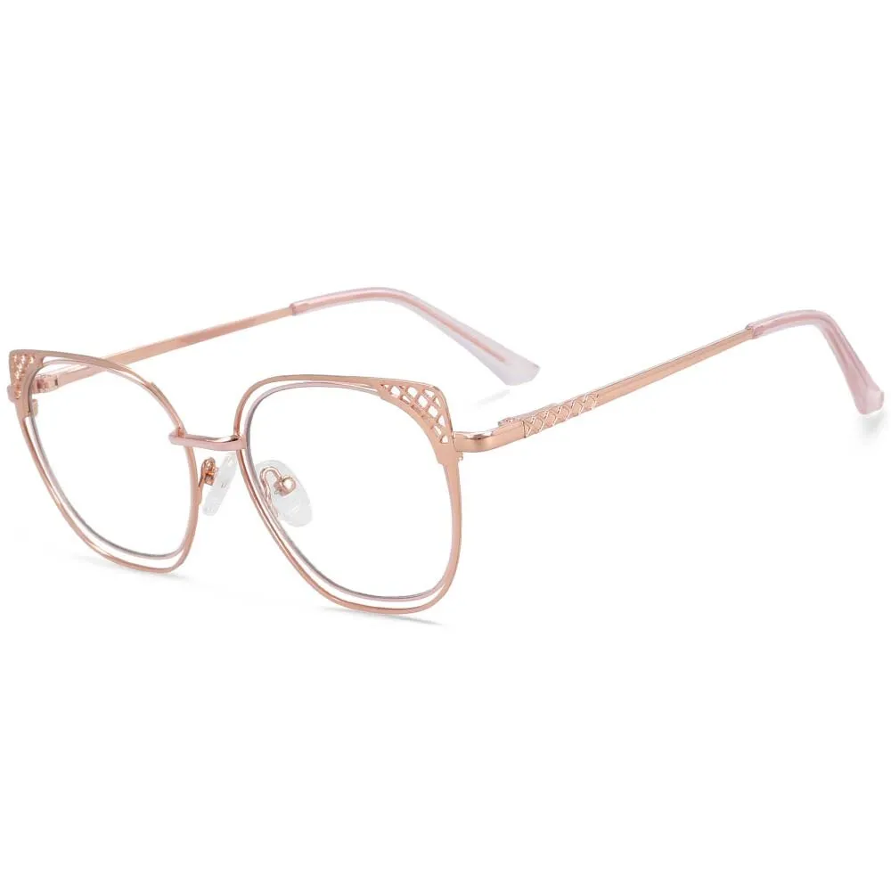 CCspace Full Rim Square Cat Eye Alloy Frame Eyeglasses 54076