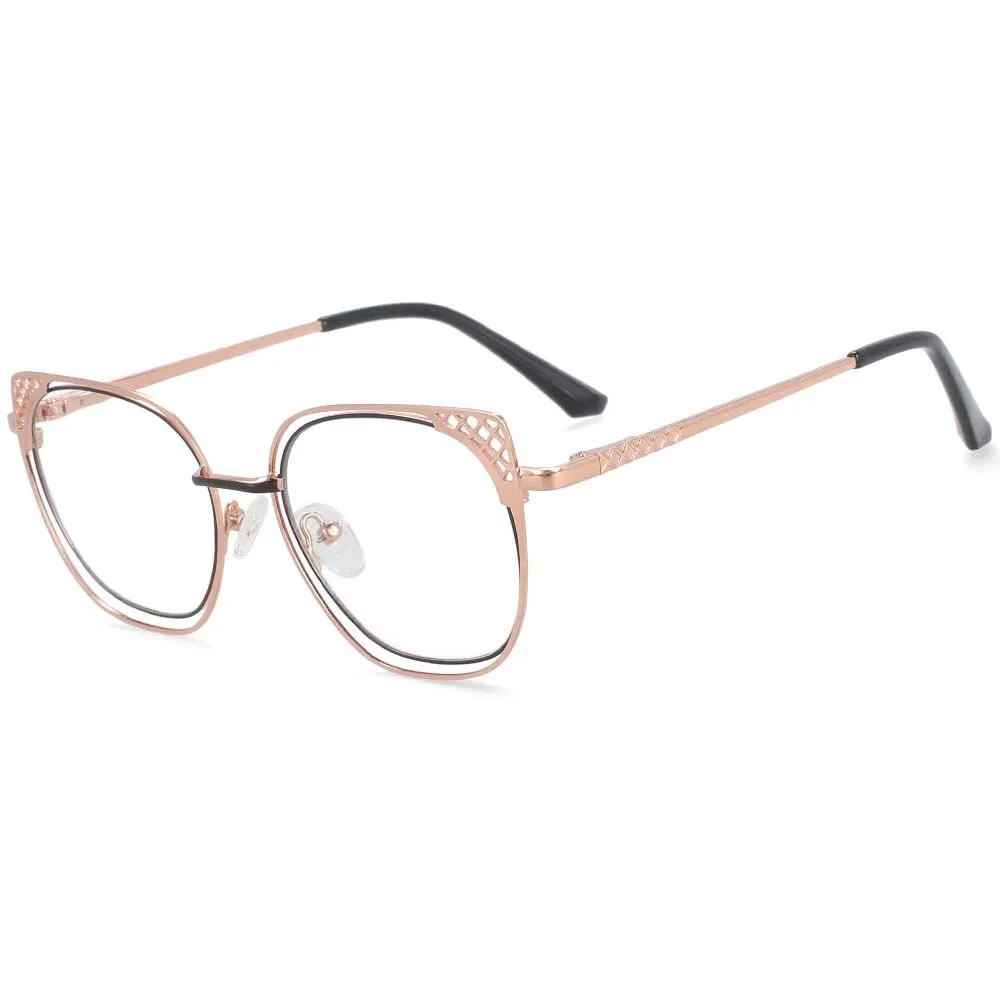 CCspace Full Rim Square Cat Eye Alloy Frame Eyeglasses 54076