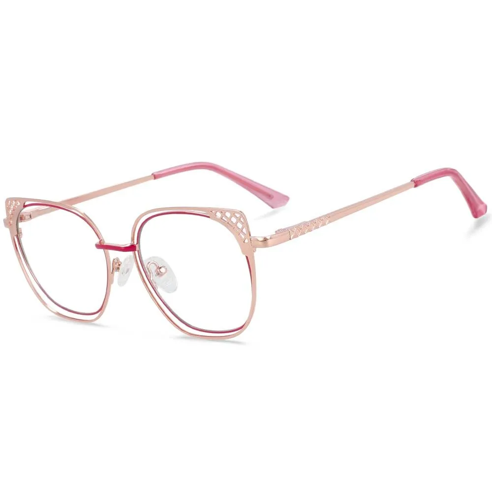 CCspace Full Rim Square Cat Eye Alloy Frame Eyeglasses 54076