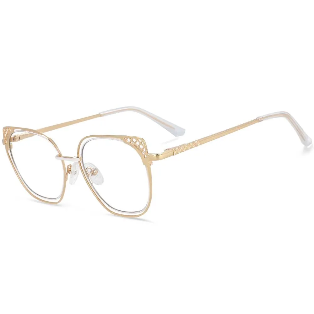 CCspace Full Rim Square Cat Eye Alloy Frame Eyeglasses 54076