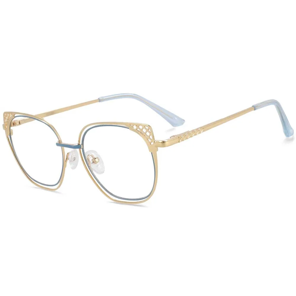 CCspace Full Rim Square Cat Eye Alloy Frame Eyeglasses 54076