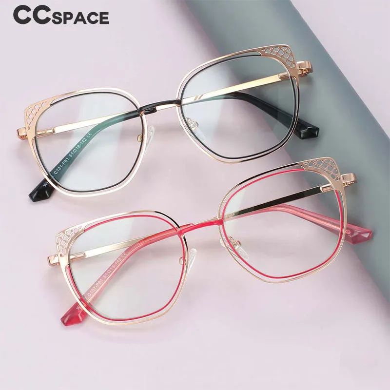 CCspace Full Rim Square Cat Eye Alloy Frame Eyeglasses 54076