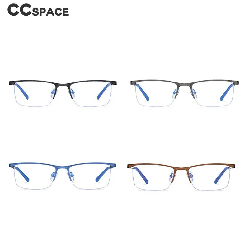 CCspace Men's Semi Rim Rectangle Alloy Frame Eyeglasses 54534