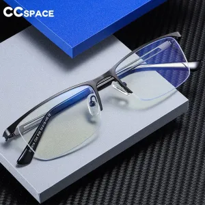 CCspace Men's Semi Rim Rectangle Alloy Frame Eyeglasses 54534