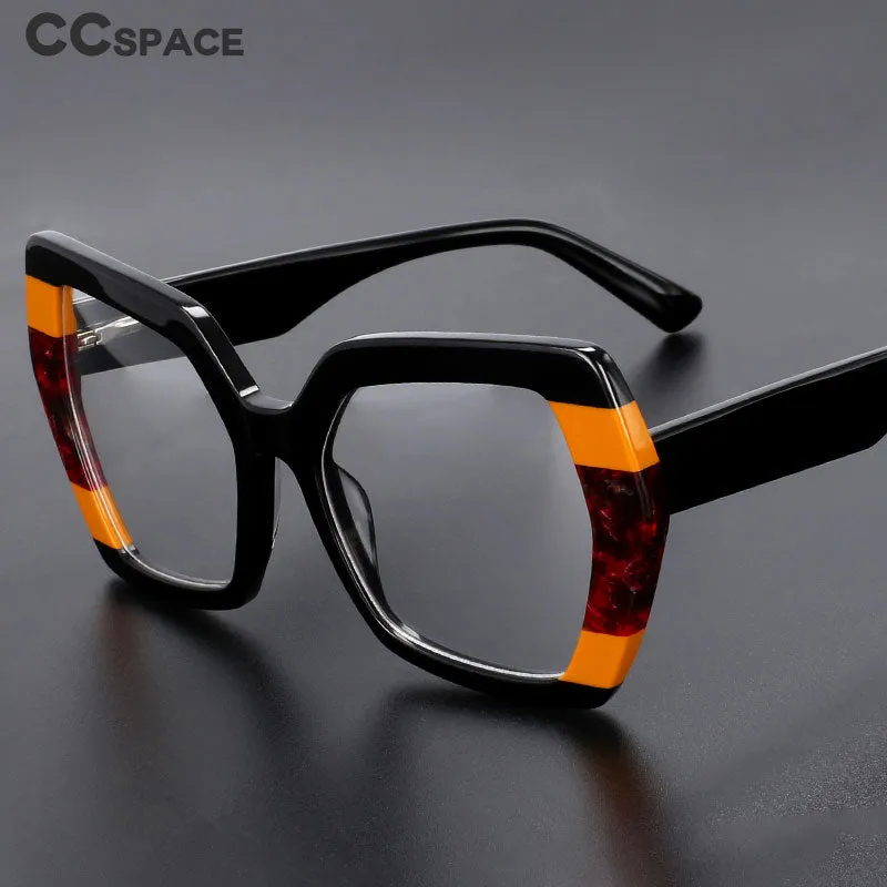 CCspace Unisex Full Rim Big Square Cat Eye Acetate Eyeglasses 55428