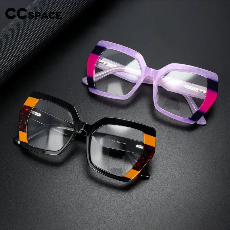 CCspace Unisex Full Rim Big Square Cat Eye Acetate Eyeglasses 55428