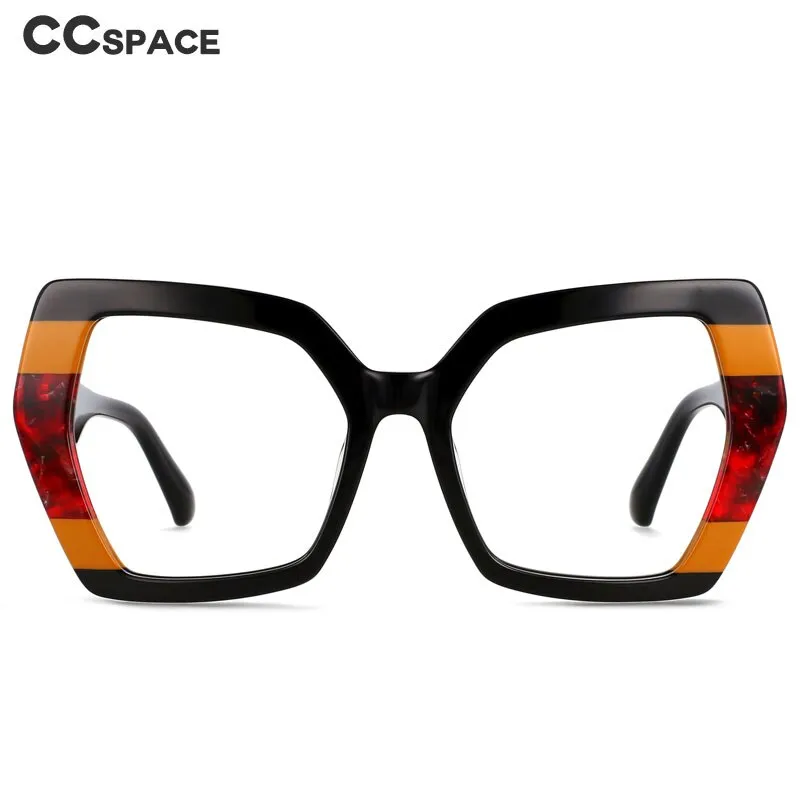 CCspace Unisex Full Rim Big Square Cat Eye Acetate Eyeglasses 55428