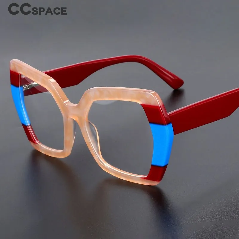 CCspace Unisex Full Rim Big Square Cat Eye Acetate Eyeglasses 55428