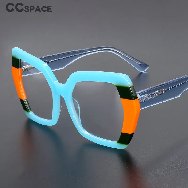 CCspace Unisex Full Rim Big Square Cat Eye Acetate Eyeglasses 55428