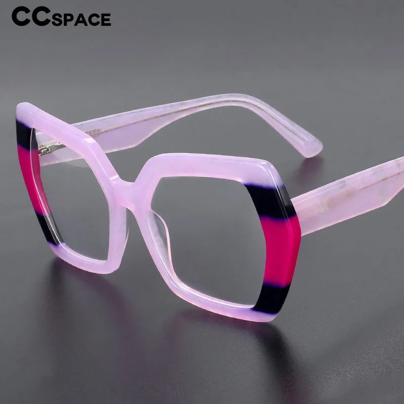 CCspace Unisex Full Rim Big Square Cat Eye Acetate Eyeglasses 55428