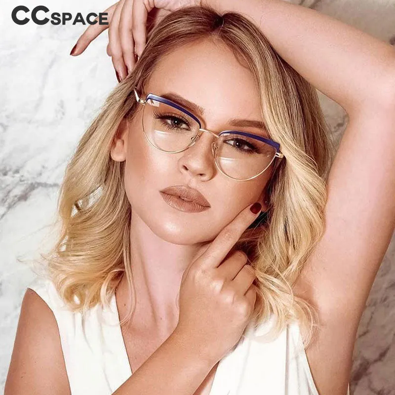 CCspace Unisex Full Rim Cat Eye Alloy Frame Eyeglasses 48193