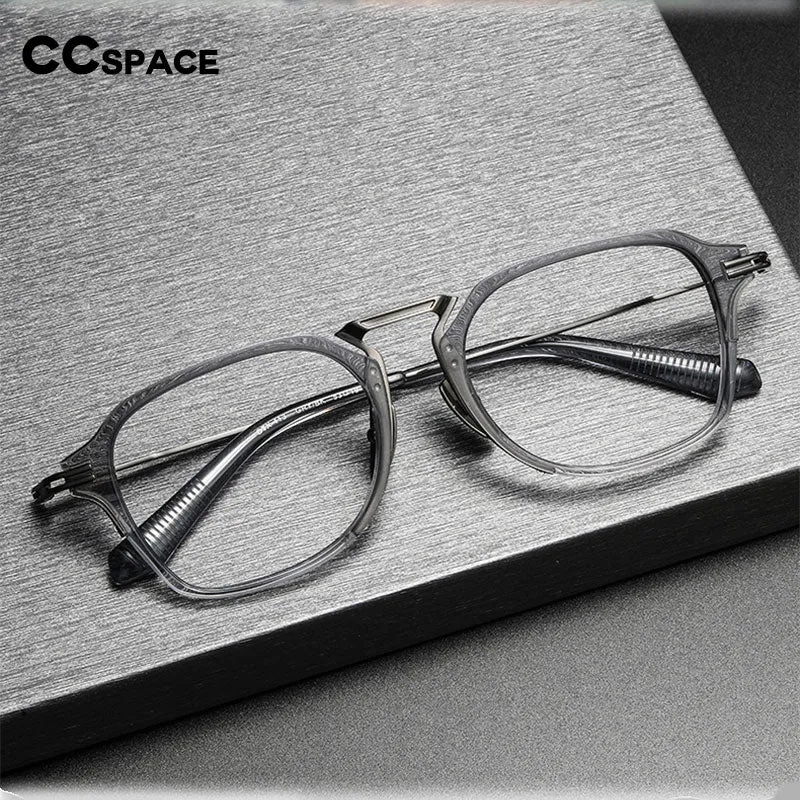 CCspace Unisex Full Rim Flat Square Titanium Eyeglasses 55372