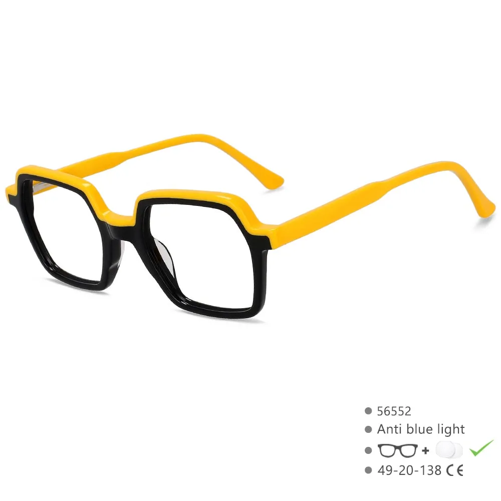 CCspace Unisex Full Rim Flat Top Square Acetate Eyeglasses 56552