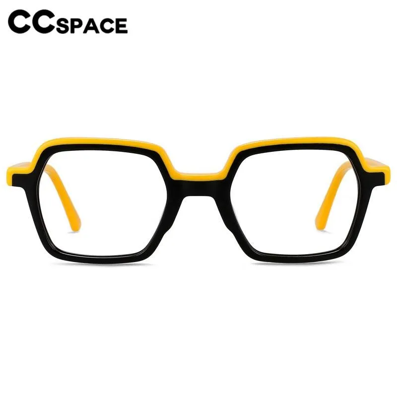 CCspace Unisex Full Rim Flat Top Square Acetate Eyeglasses 56552