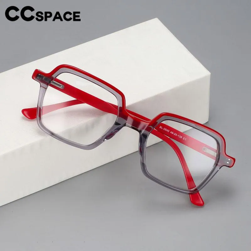 CCspace Unisex Full Rim Flat Top Square Acetate Eyeglasses 56552