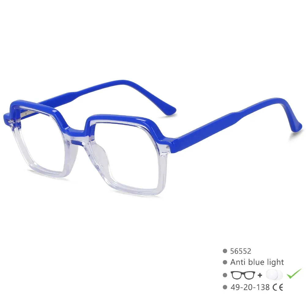 CCspace Unisex Full Rim Flat Top Square Acetate Eyeglasses 56552