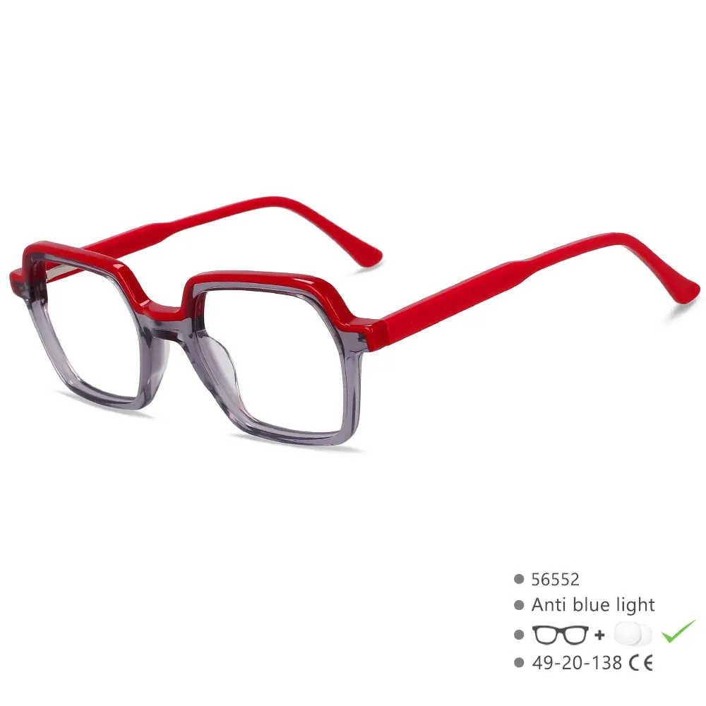 CCspace Unisex Full Rim Flat Top Square Acetate Eyeglasses 56552