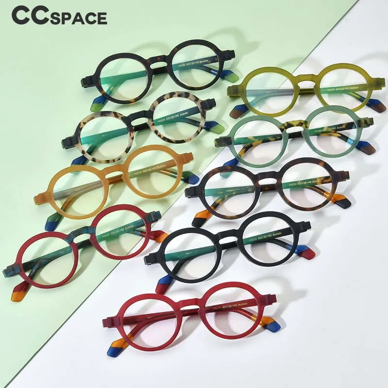 CCspace Unisex Full Rim Irregular Round Acetate Eyeglasses 54704