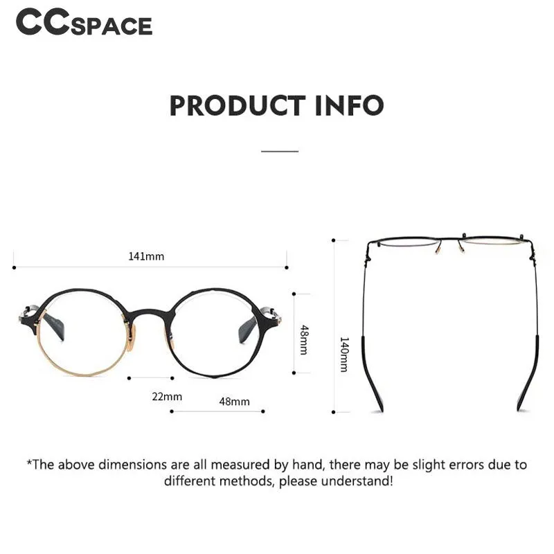 CCspace Unisex Full Rim Irregular Round Handcrafted Titanium Eyeglasses 53160