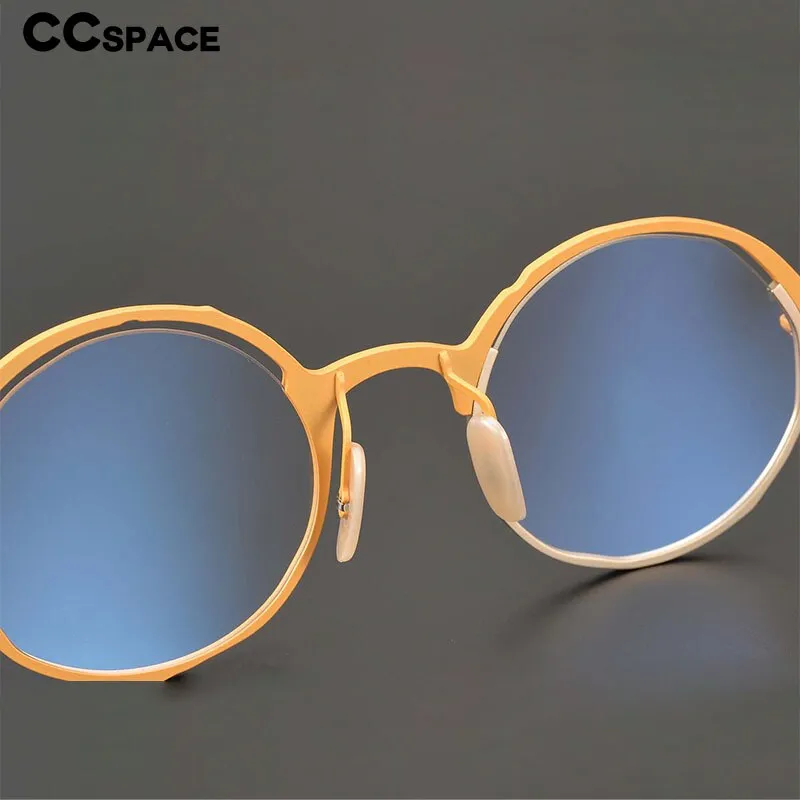 CCspace Unisex Full Rim Irregular Round Handcrafted Titanium Eyeglasses 53160