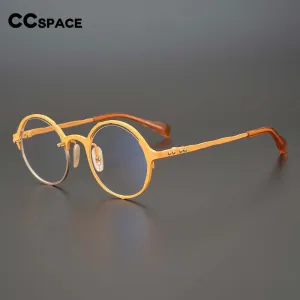 CCspace Unisex Full Rim Irregular Round Handcrafted Titanium Eyeglasses 53160