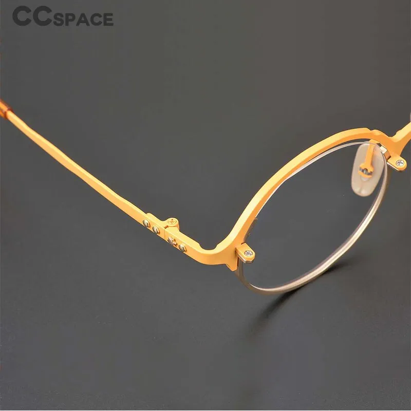 CCspace Unisex Full Rim Irregular Round Handcrafted Titanium Eyeglasses 53160