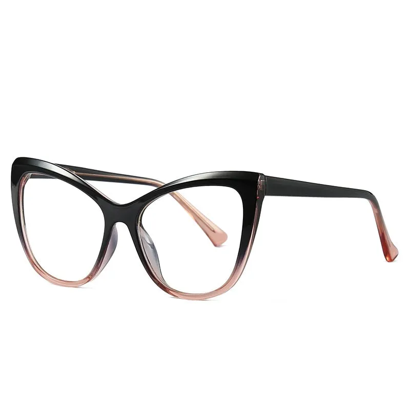 CCspace Unisex Full Rim Oversized  Cat Eye Tr 90 Titanium Frame Eyeglasses 49263