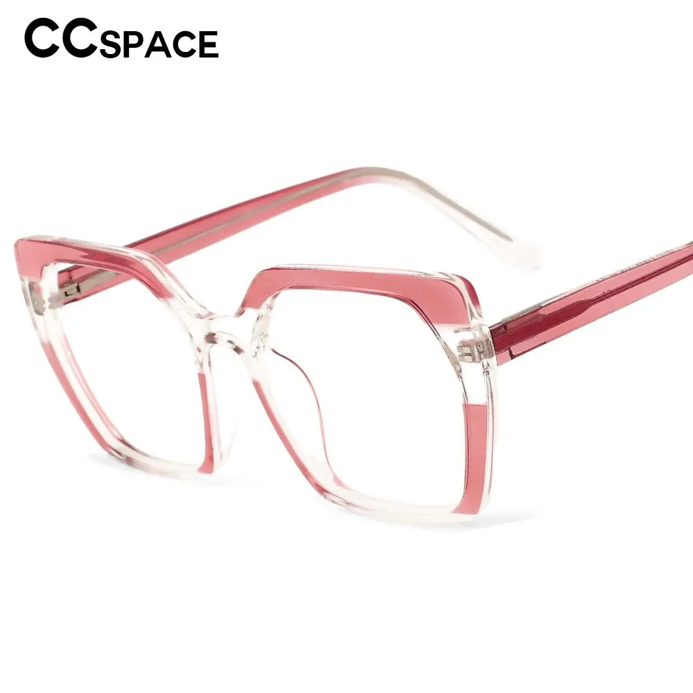 CCspace Unisex Full Rim Oversized Polygon Square Tr 90 Titanium Frame Eyeglasses 53590