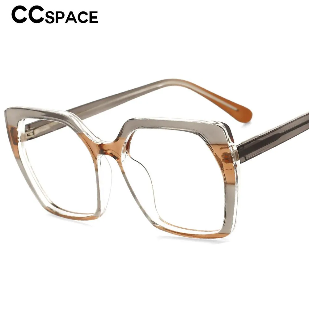 CCspace Unisex Full Rim Oversized Polygon Square Tr 90 Titanium Frame Eyeglasses 53590