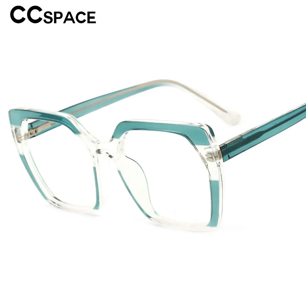 CCspace Unisex Full Rim Oversized Polygon Square Tr 90 Titanium Frame Eyeglasses 53590