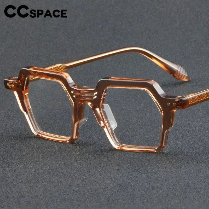 CCspace Unisex Full Rim Polygon Acetate Eyeglasses 56914