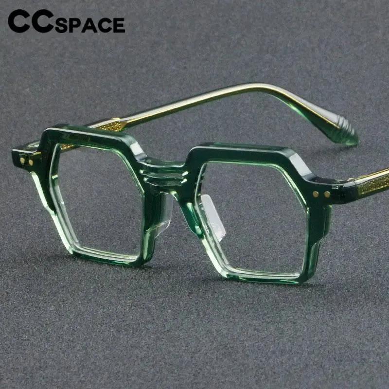 CCspace Unisex Full Rim Polygon Acetate Eyeglasses 56914