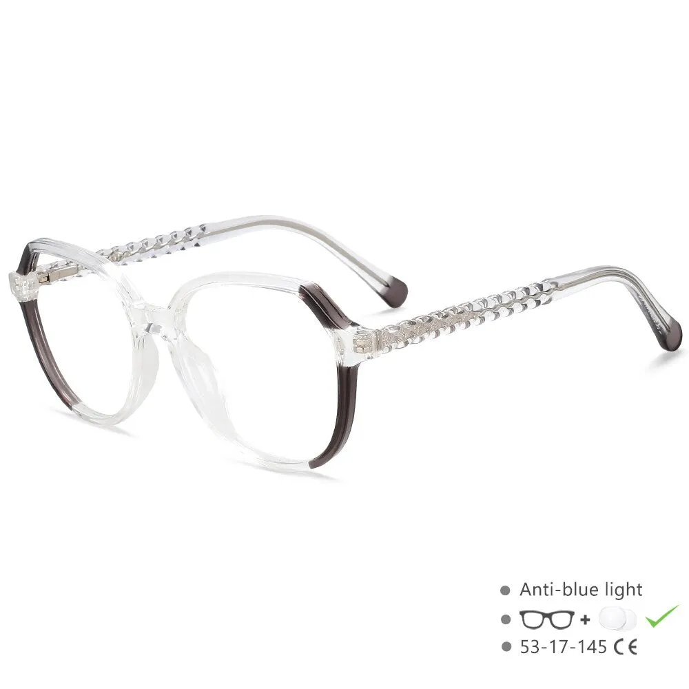 CCspace Unisex Full Rim Polygonal Tr 90 Titanium Eyeglasses 55708