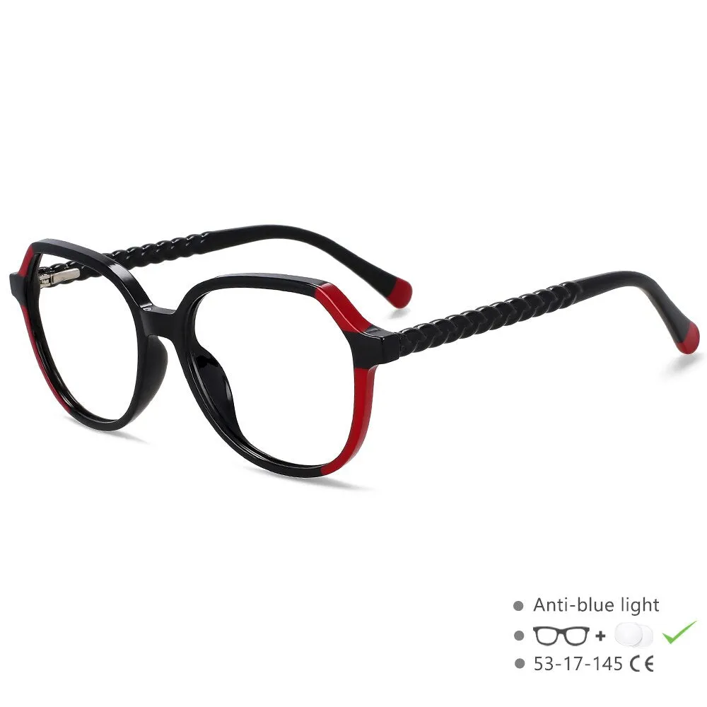 CCspace Unisex Full Rim Polygonal Tr 90 Titanium Eyeglasses 55708